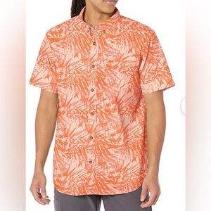 COLUMBIA rapid rivers palm print shirt in orange & peach, regular fit size large